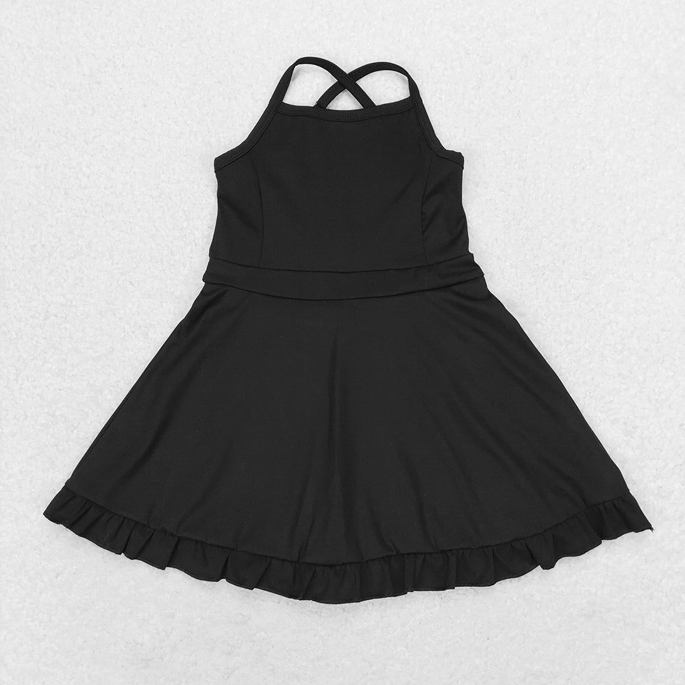 Sibling Girls Black Shirt Skirt Active Wear Clothes Sets