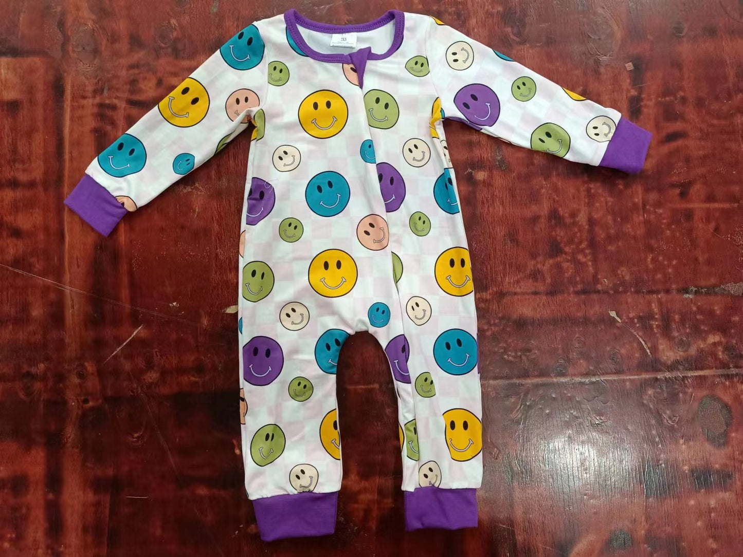 Baby Infant Kids Smile Zip Purple Long Sleeve Rompers preorder(moq 5)