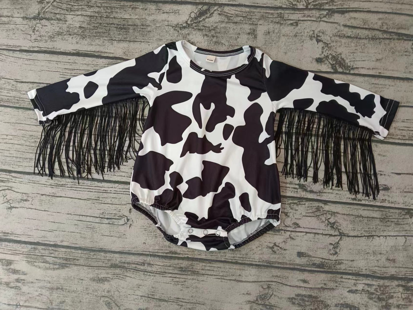 Baby Infant Girls Western Cow Fringe Long Sleeve Rompers preorder(moq 5)