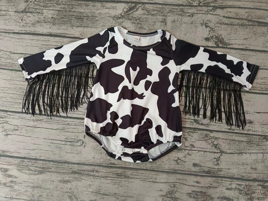 Baby Infant Girls Western Cow Fringe Long Sleeve Rompers preorder(moq 5)