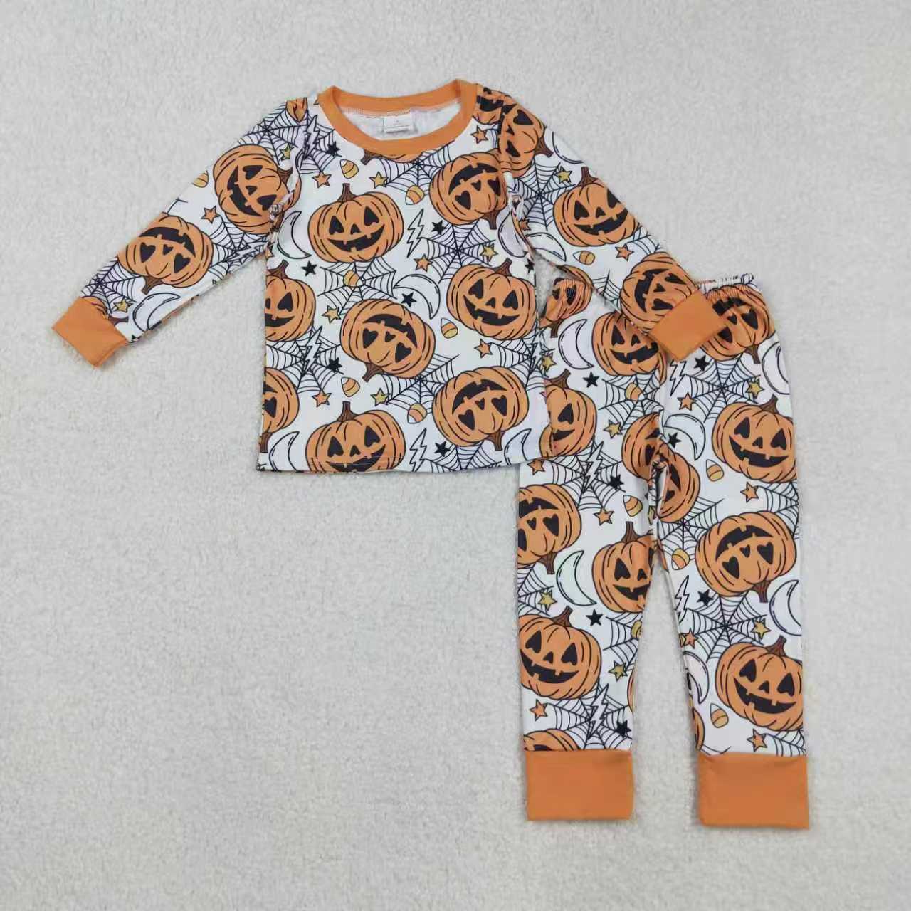 Sibling Baby Boys Girls Ghost Pumpkins Halloween Pajamas Sets Rompers Knee Length Dresses