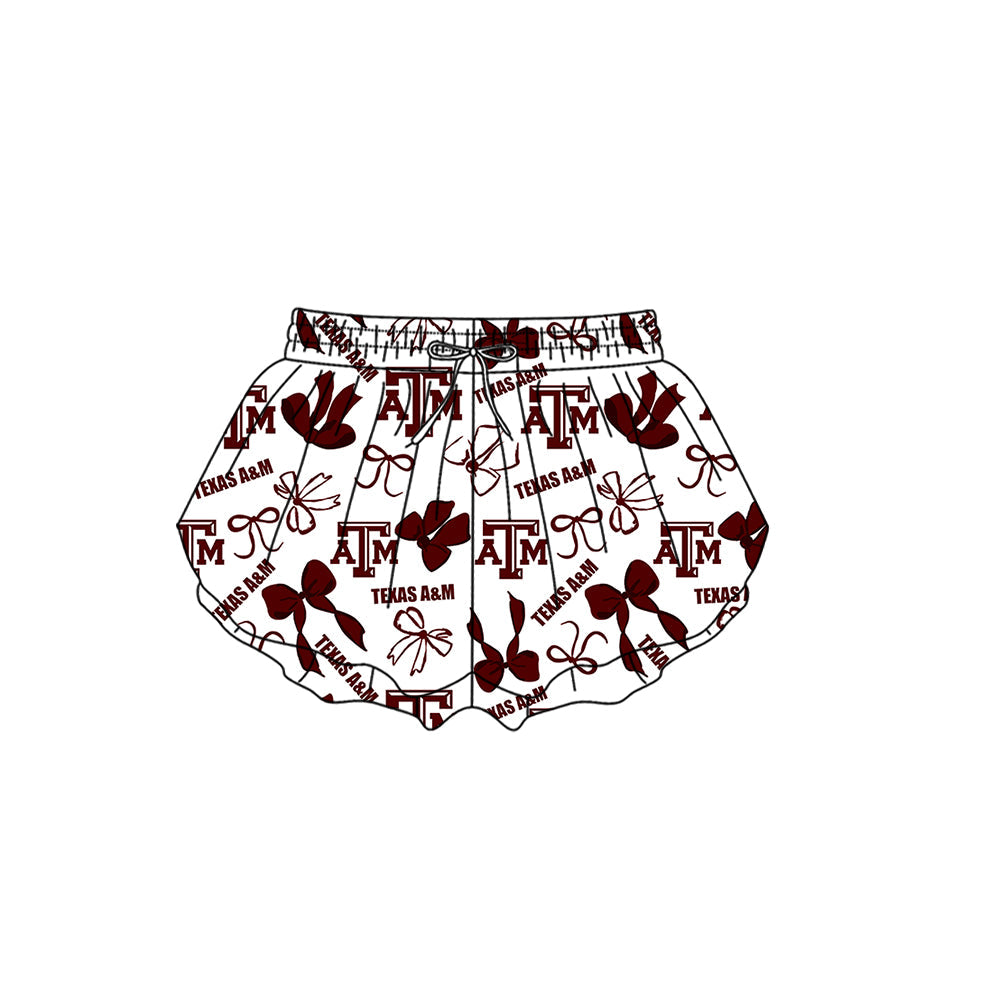 Preorder (moq 5)Baby Girls Bows ATM Team Ruffle Shorts Bottom
