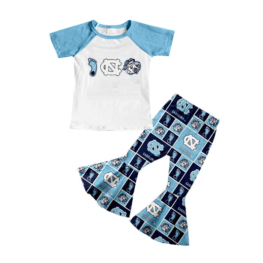 Preorder (moq 5)Baby Girls Corolin Team Top Bell Pants Clothes Sets