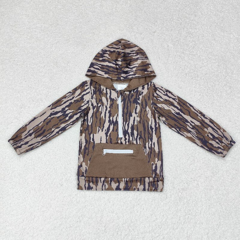 Baby Girls Boys Sibling Bottomland Camo Hooded Zip Fall Pullovers Tops