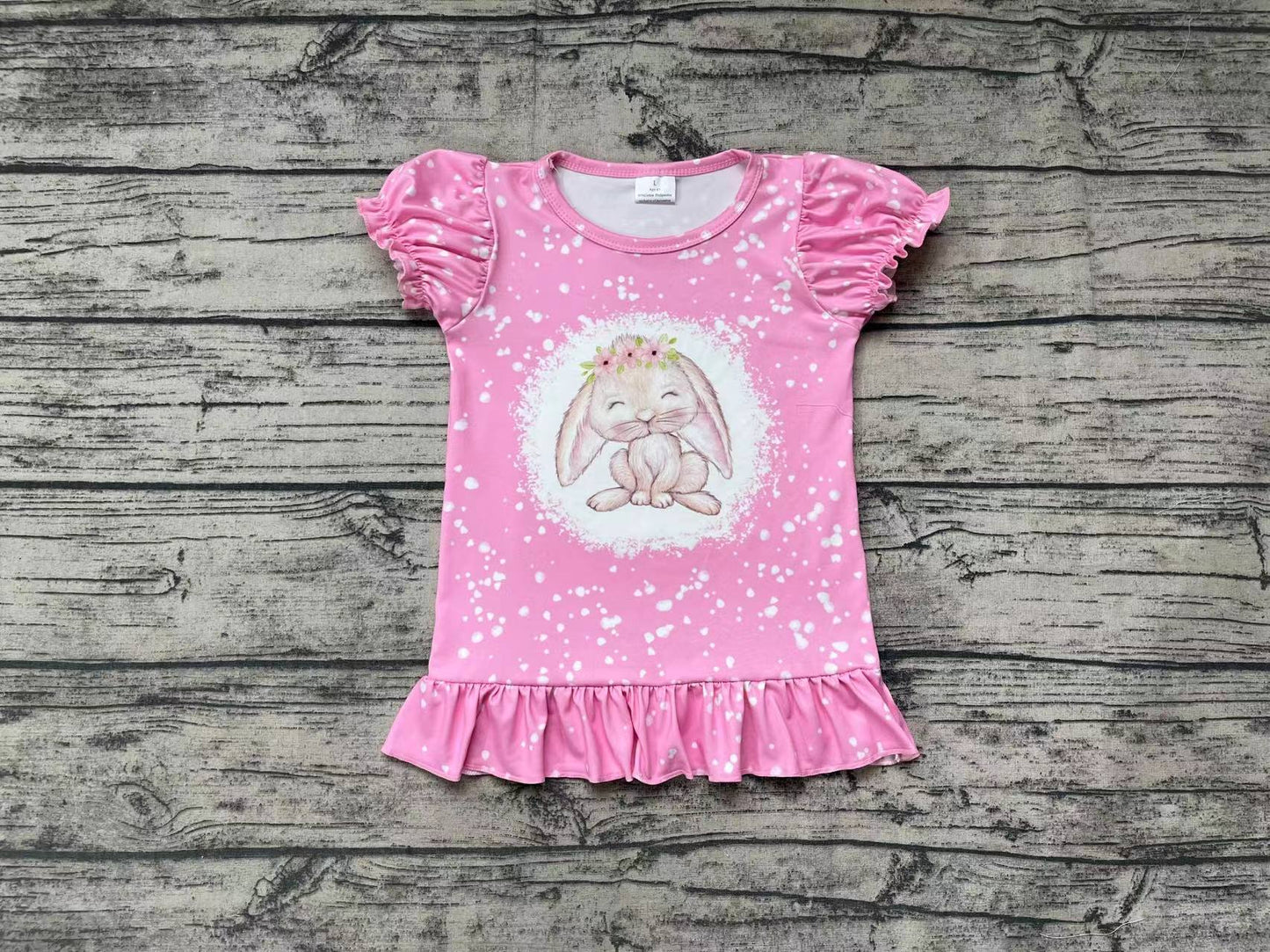 Baby Girls Pink Easter Rabbit Short Sleeve Tee Shirts Tops