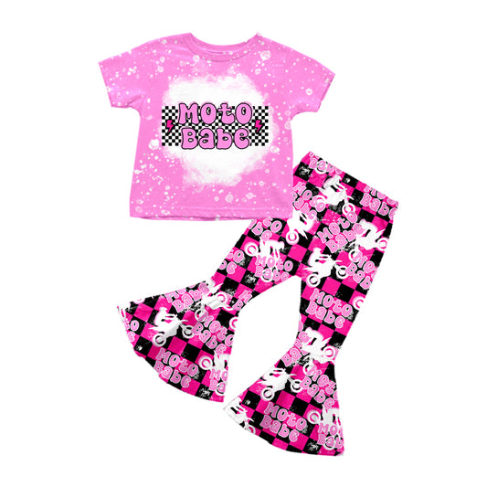 Baby Girls Moto Babe Tee Top Bell Pants Clothes Sets preorder (moq 5)