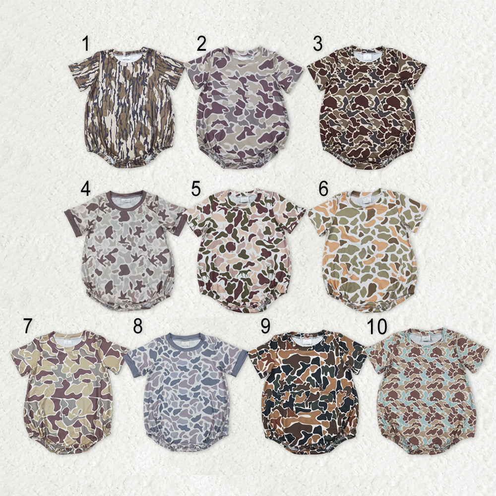 Sibling Baby Boys Short Sleeves Southern Camo Rompers