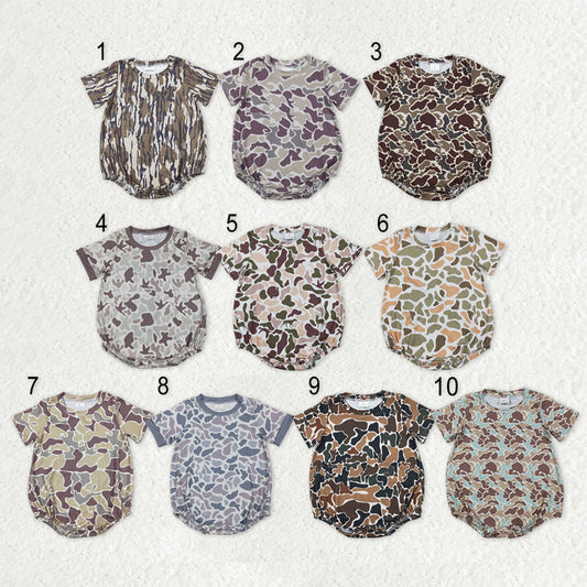 Sibling Baby Boys Short Sleeves Southern Camo Rompers