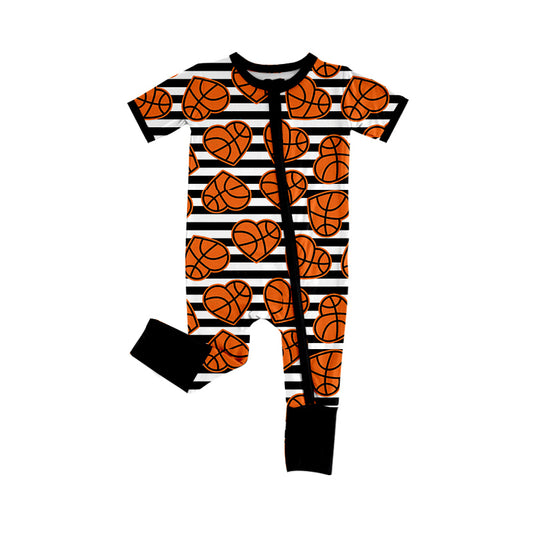 Preorder(moq 5)Baby Infant Boys Basketball Hearts Zip Rompers