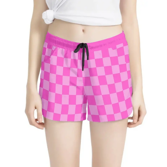 Preorder(moq 5) Adult Women Summer Pink Checkered Shorts Bottoms