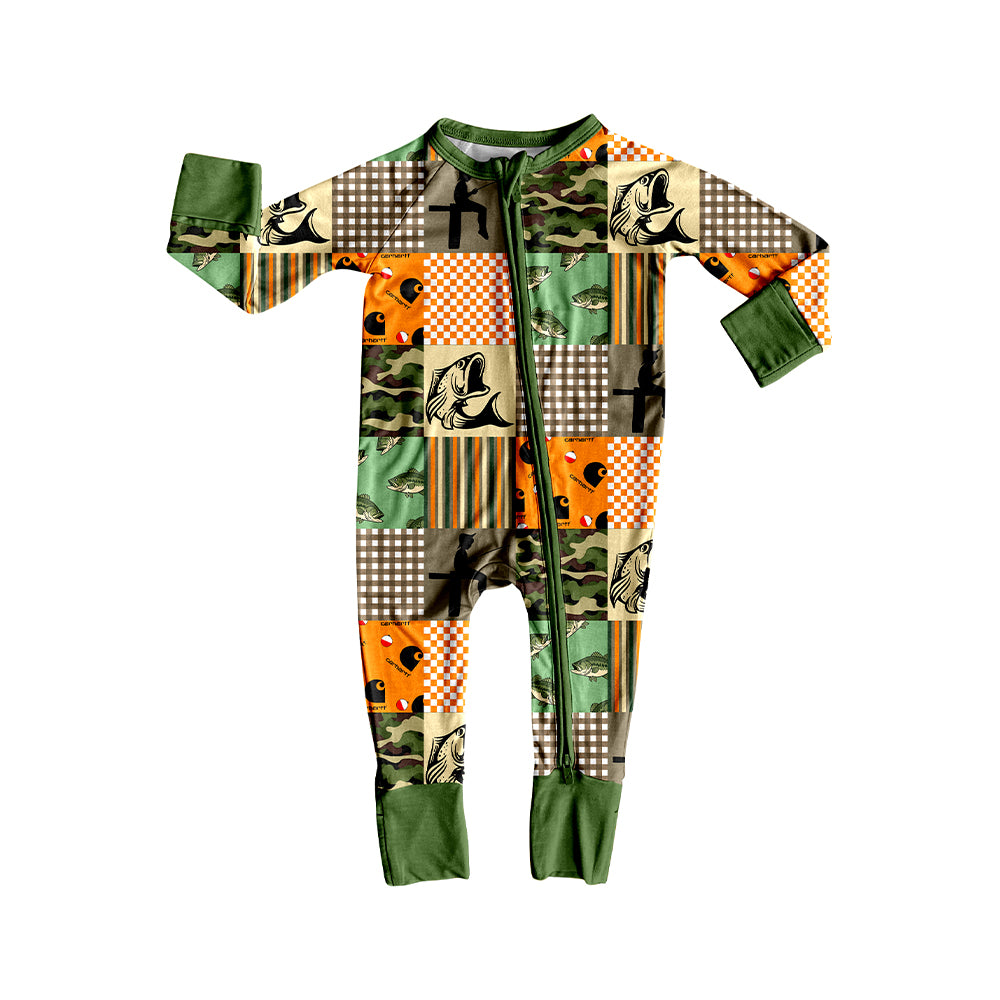 Preorder (moq 5)Baby Boys Fishing Two Way Zip Convertible Rompers