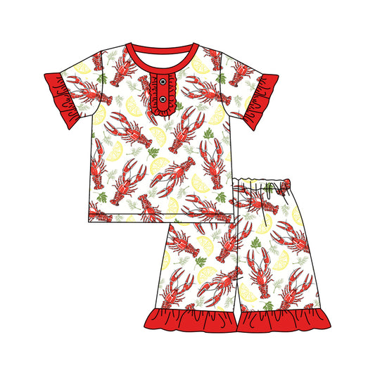 Baby Girls Crawfish Shirts Shorts Pajamas Clothes Sets preorder(moq 5)