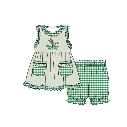Baby Girls Duck Green Pockets Tunic Top Shorts Clothes Sets preorder(moq 5)
