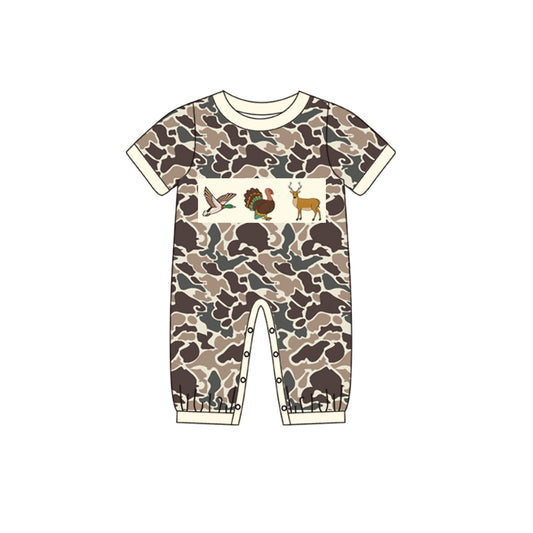 Baby Infant Boys Camo Turkey Deer Short Sleeve Rompers preorder(moq 5)