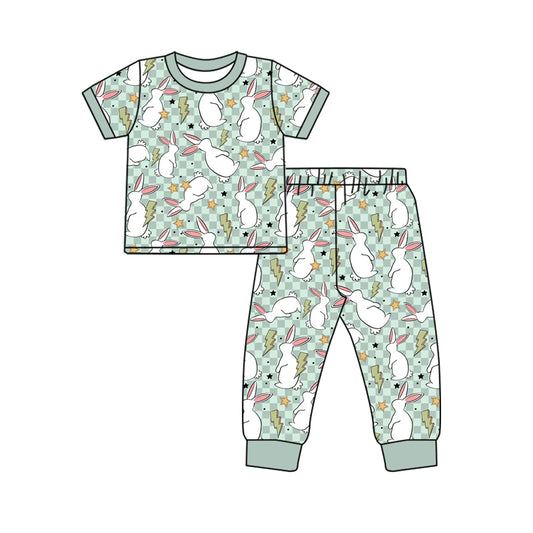 Baby Boys Easter Rabbits Shirt Top Pants Pajamas Sets preorder(MOQ 5)