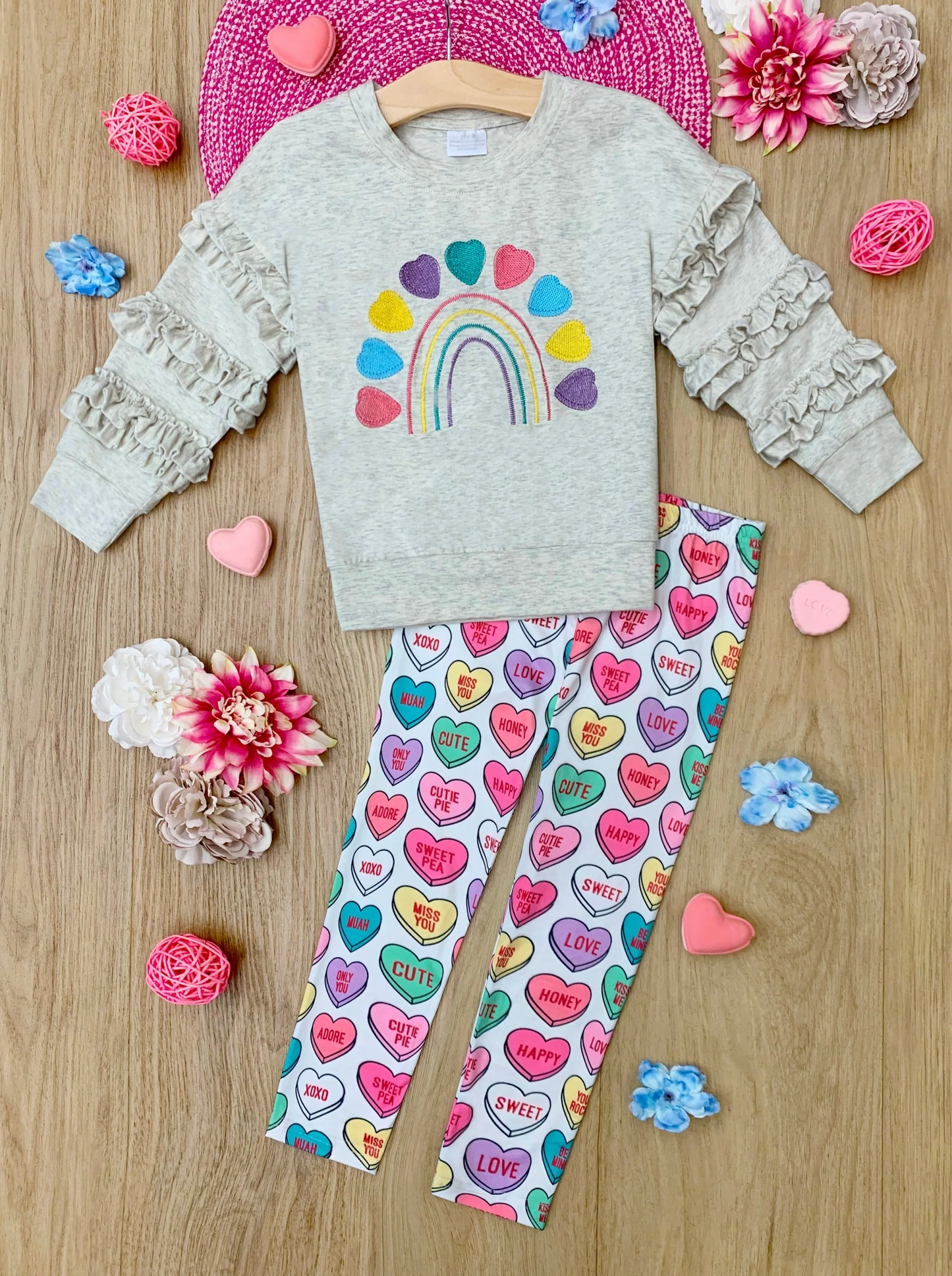 Baby Girls Heart Print Top Heart Legging Clothes Sets preorder(MOQ 5)