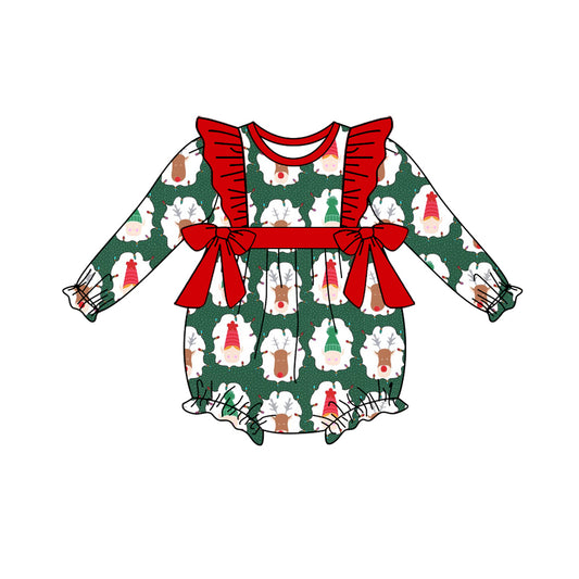 Baby Toddler Girls Christmas Deer Bows Long Sleeve Rompers preorder(moq 5)