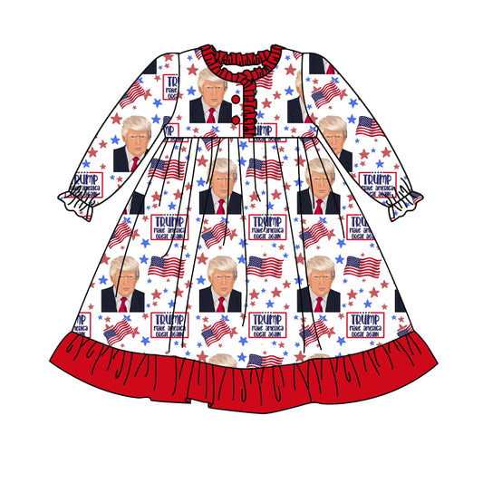 Baby Girls Long Sleeve Trump Ruffle Gowns Dresses preorder(MOQ 5)