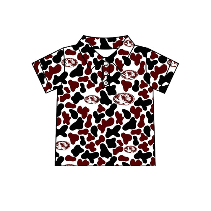 Preorder (moq 5)Baby Boys Short Sleeve Colorful Camo Team Button Polo Shirts Tops