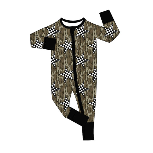 Baby Boys Southern Bottomland Camo Stars Zip Rompers preorder(moq 5)