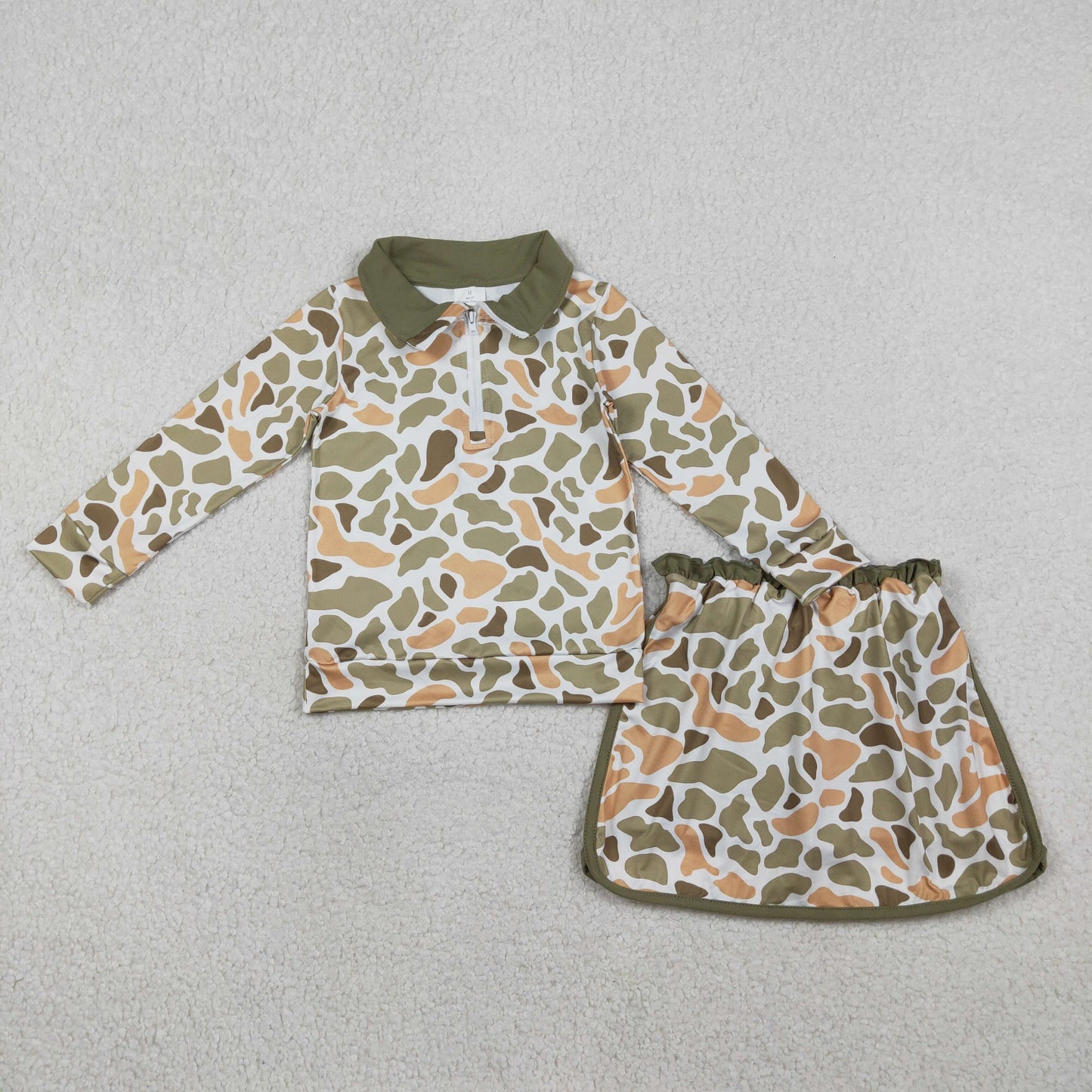 Baby Girls Southern Orange Camo Zip Pullover Skirt Shorts Clothes Sets