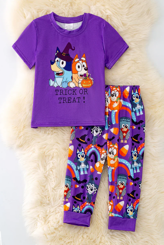 Baby Girls Halloween Dog Shirts Rainbow Pants Clothes Sets Preorder(moq 5)