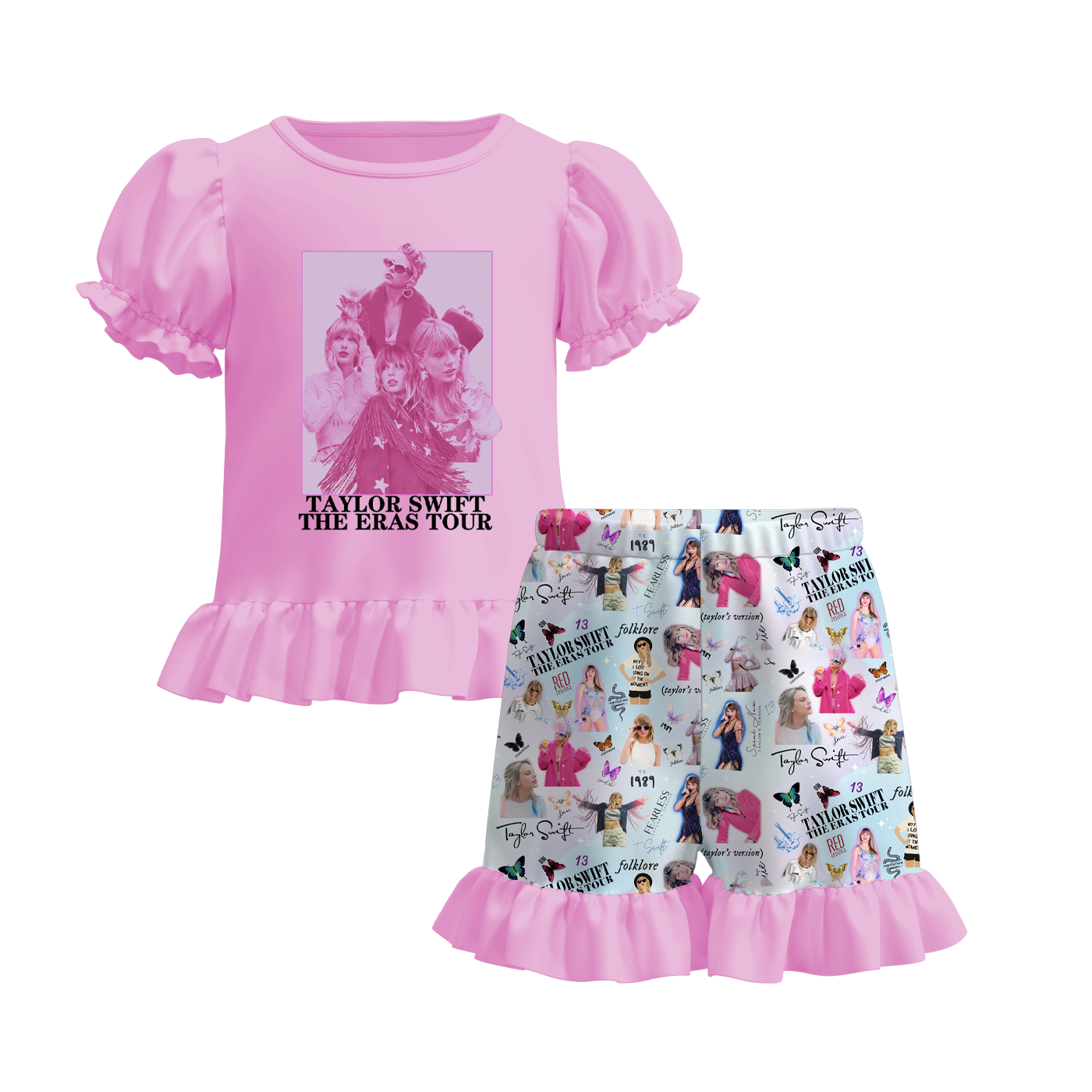 Baby Girls Pink Singer Tour Top Shirt Shorts Summer Clothes Sets Preorder(moq 5)