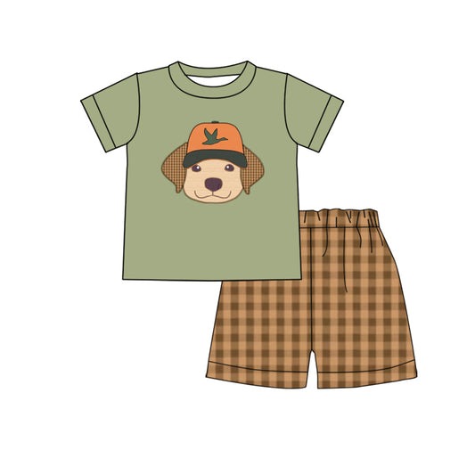 Baby Boys Duck Dog Hunting Top Checkered Shorts Clothing Sets preorder(MOQ 5)