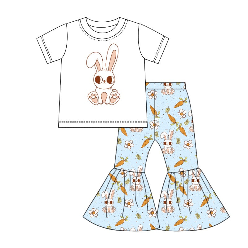 Baby Girls Easter White Rabbit Top Bell Pants Clothes Sets preorder(MOQ 5)