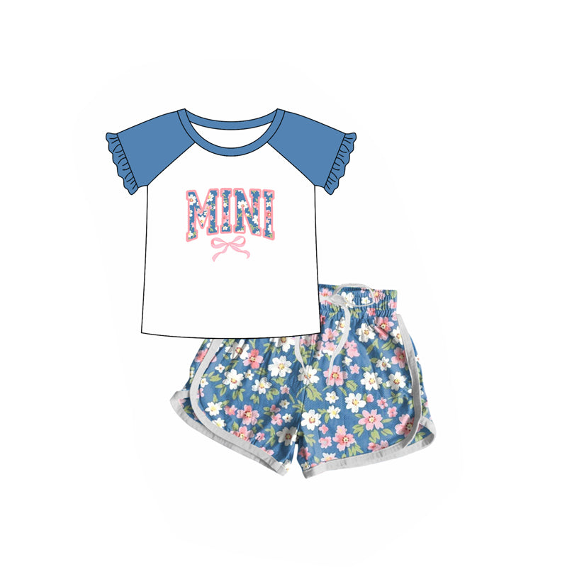 Preorder (moq 5)Baby Girls Mini Bow Flowers Top Floral Shorts Clothes Sets