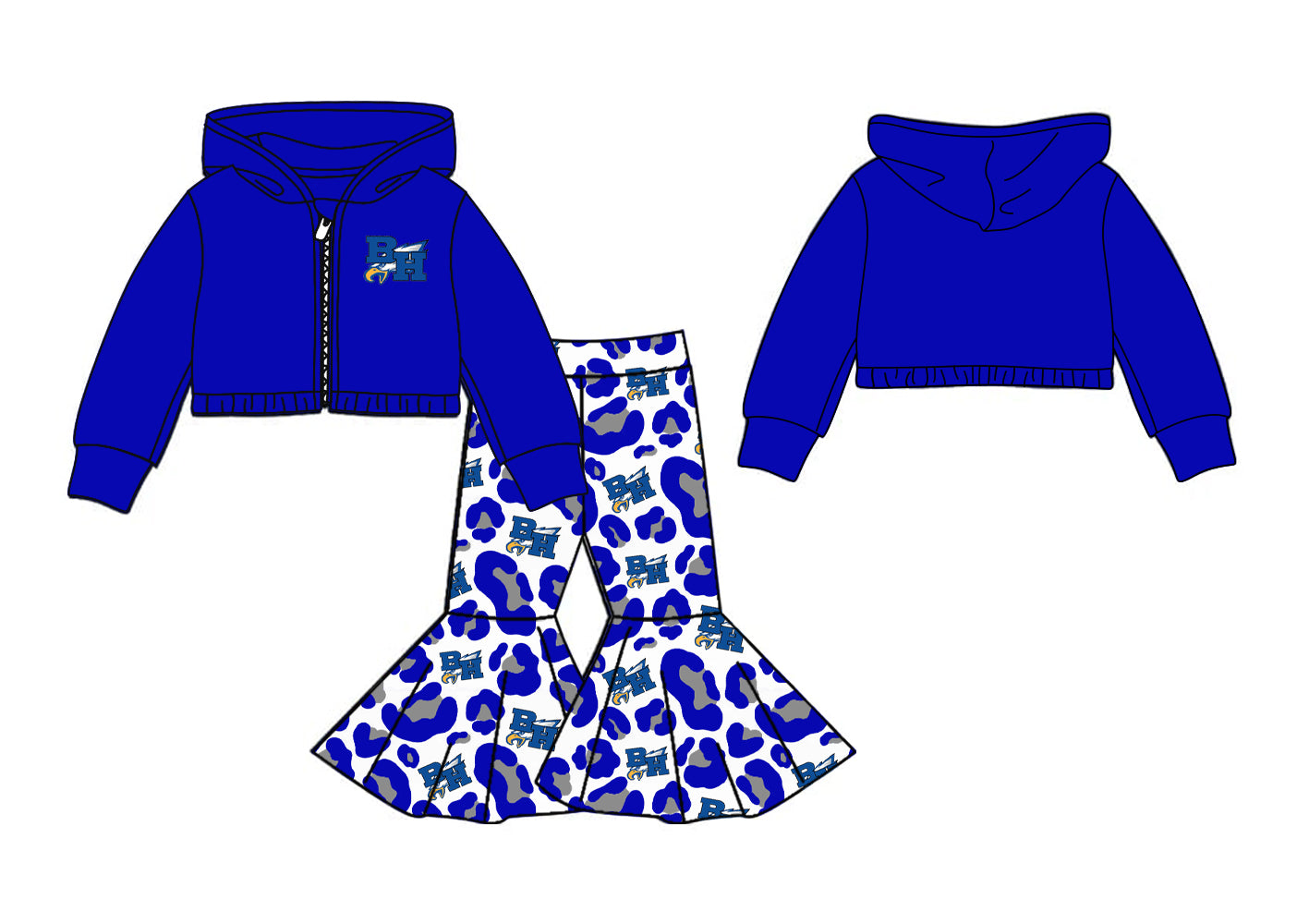 Preorder(moq 5) Baby Girls BH Eagles Team Hooded Shirts Top Bell Pants Clothes Sets
