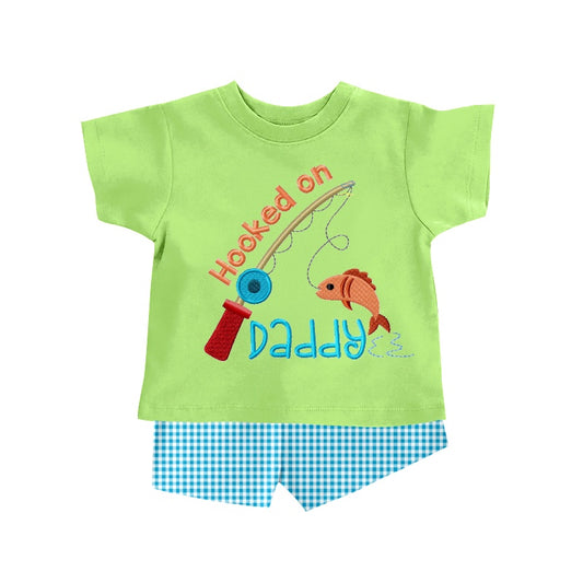 Baby Boys Summer Hooked On Daddy Top Shorts Clothes Sets Preorder(moq 5)