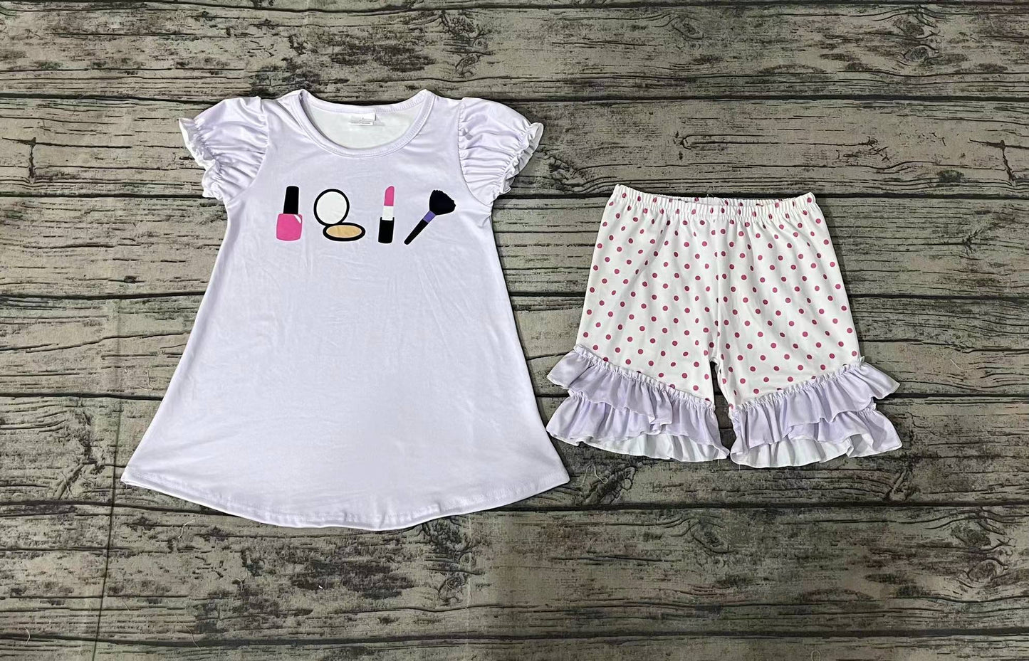 Baby Girls Lavender Mirror Tunic Top Ruffle Shorts Clothes Sets