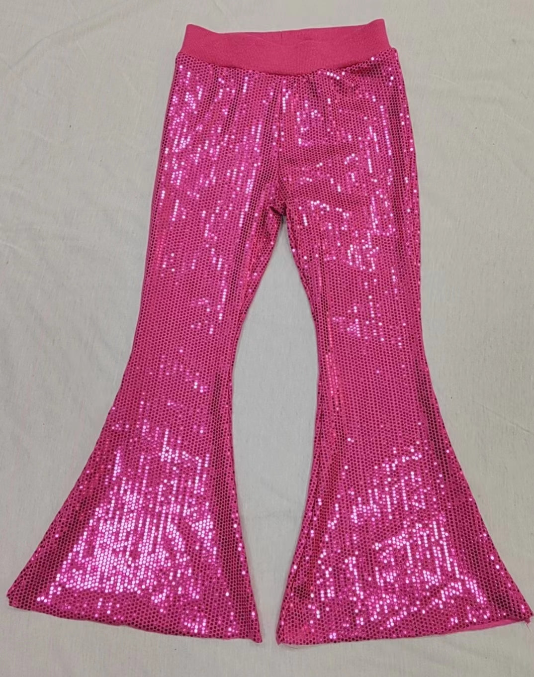 Baby Girls Sequin Hot Pink Bell Bottom Pants