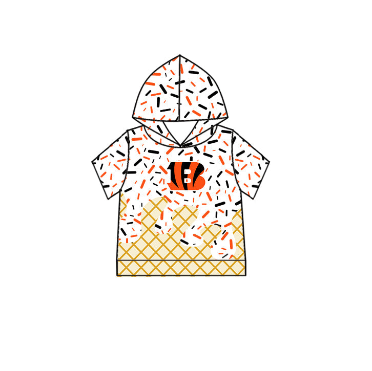 Preorder (moq 5)Baby Boys Drip Sprinkles Cincinnati Bengals Team Short Sleeves Hoodies Top