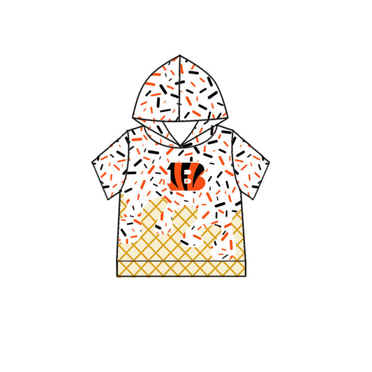 Preorder (moq 5)Baby Boys Drip Sprinkles Cincinnati Bengals Team Short Sleeves Hoodies Top