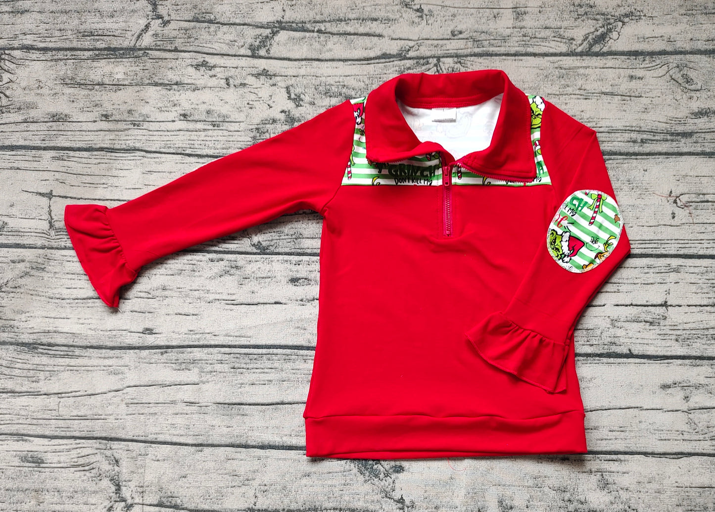 Baby Girls Christmas Green Face Zip Pullovers Tops