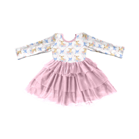 Baby Girls Easter Rabit Pink Tutu Ruffle Dresses preorder(moq 5)