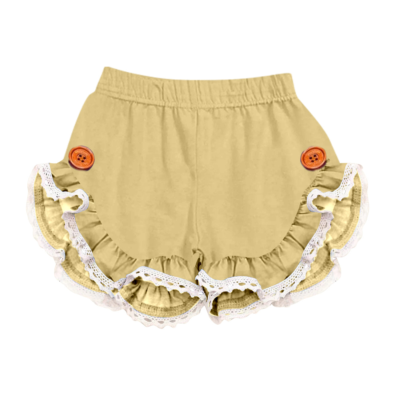 Baby Girls Mustard Lace Ruffle Summer Shorts preorder(moq 5)