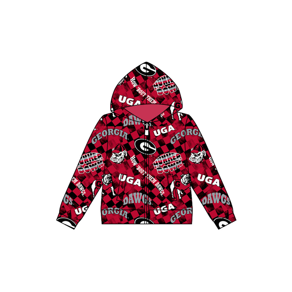 Preorder (moq 5)Baby Boys Bulldogs Team Football Hooded Zip Tops Jackets