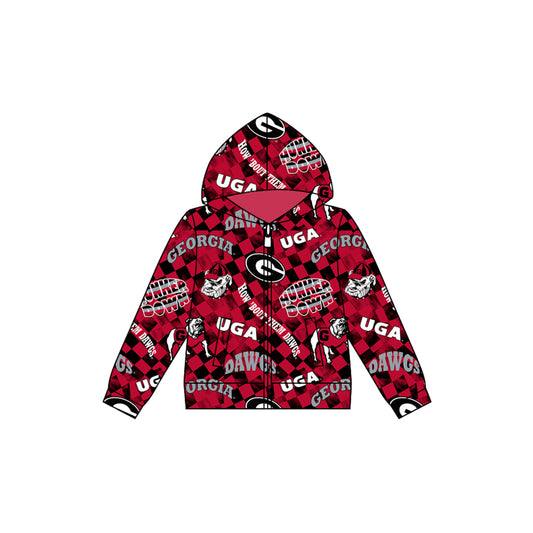 Preorder (moq 5)Baby Boys Bulldogs Team Football Hooded Zip Tops Jackets