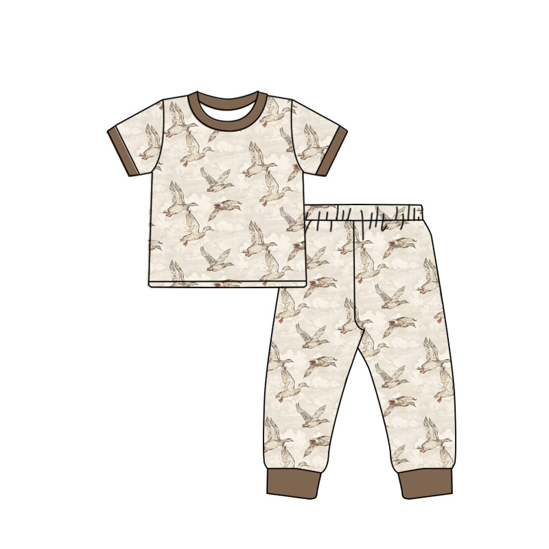 Baby Boys Ducks Khaki Top Pants Pajamas Clothes Outfits Sets preorder(moq 5)