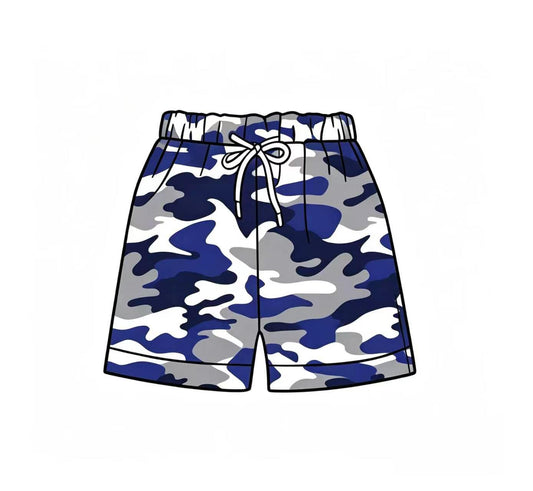 Preorder (moq 5)Baby Boys Blue Grey Camouflage Shorts Bottoms