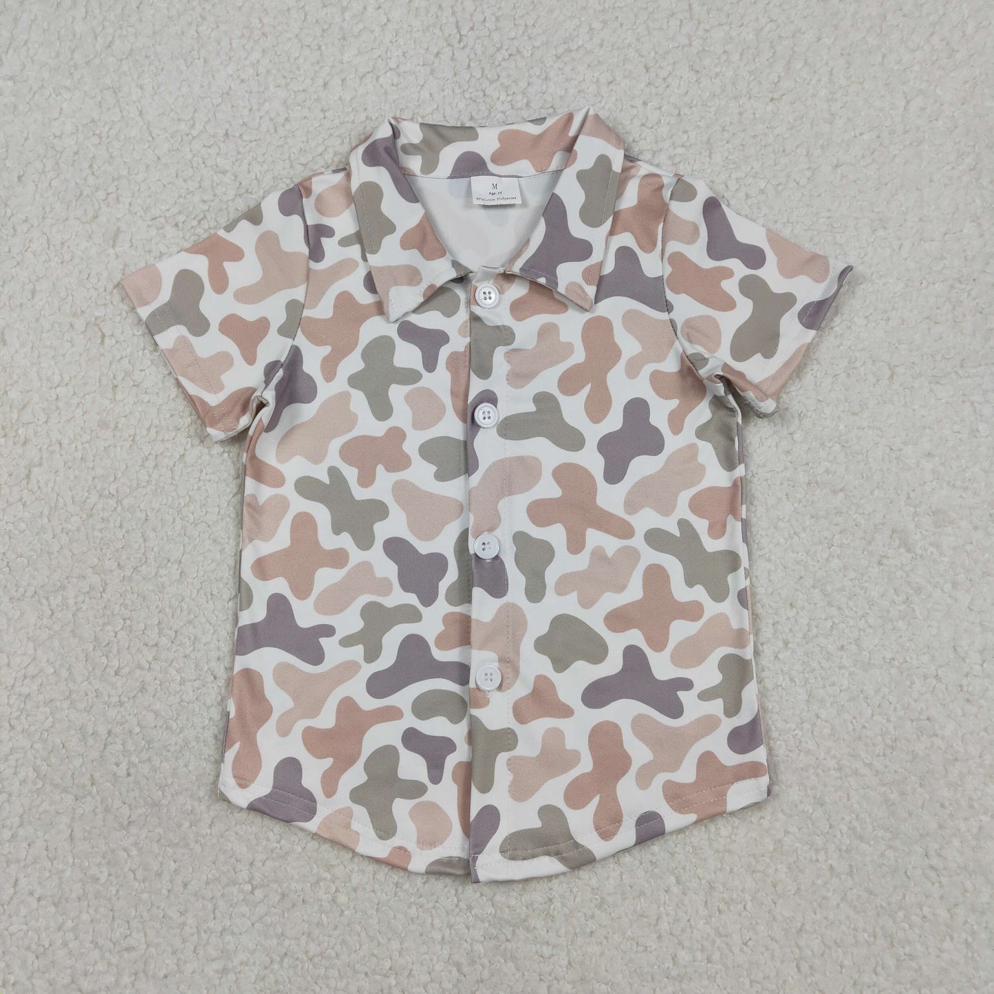 Baby Boys Southern Light Grey Khaki Camo Button Shirts Top