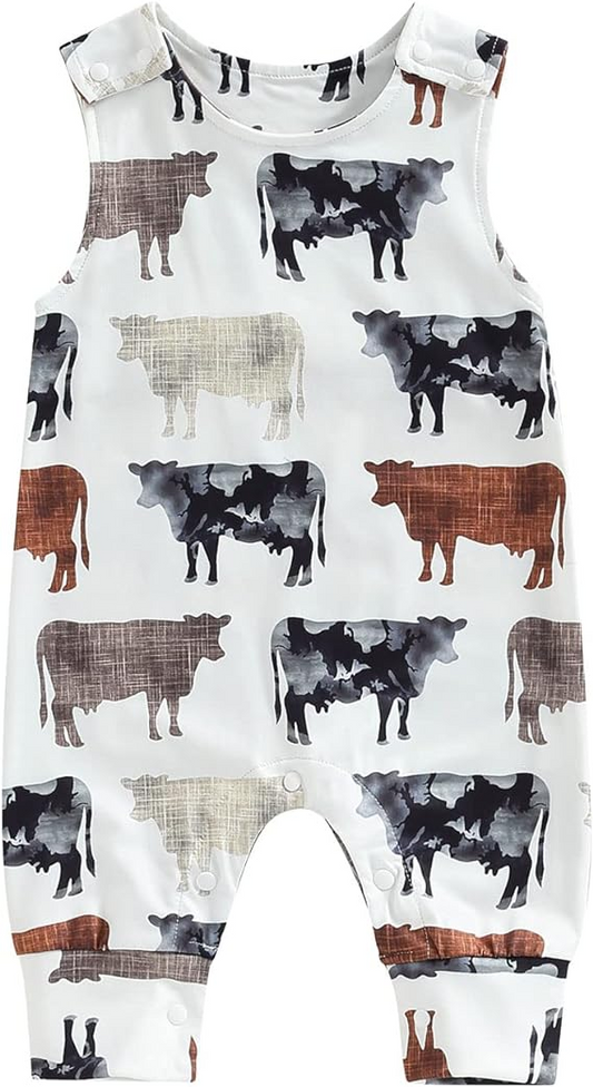 Baby Infant Boys Cows Sleeveless Rompers preorder(moq 5)