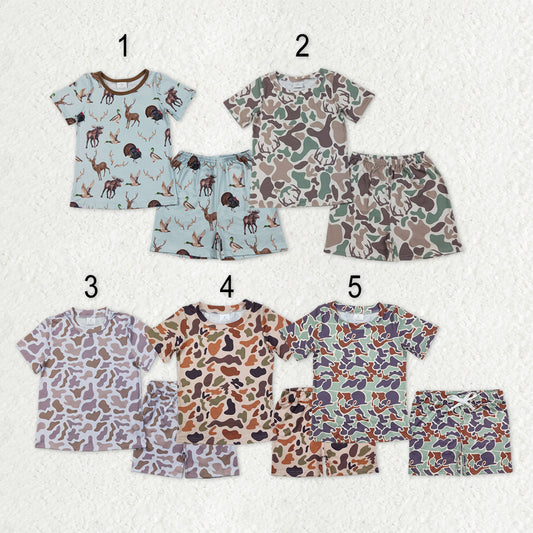 Sibling Baby Girls Short Sleeve Southern Hunting Camo Top Shorts Pajamas Sets
