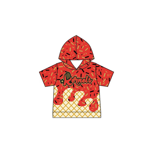 Preorder (moq 5)Baby Boys Short Sleeves Red Corn Kernels Team Hoodies Top