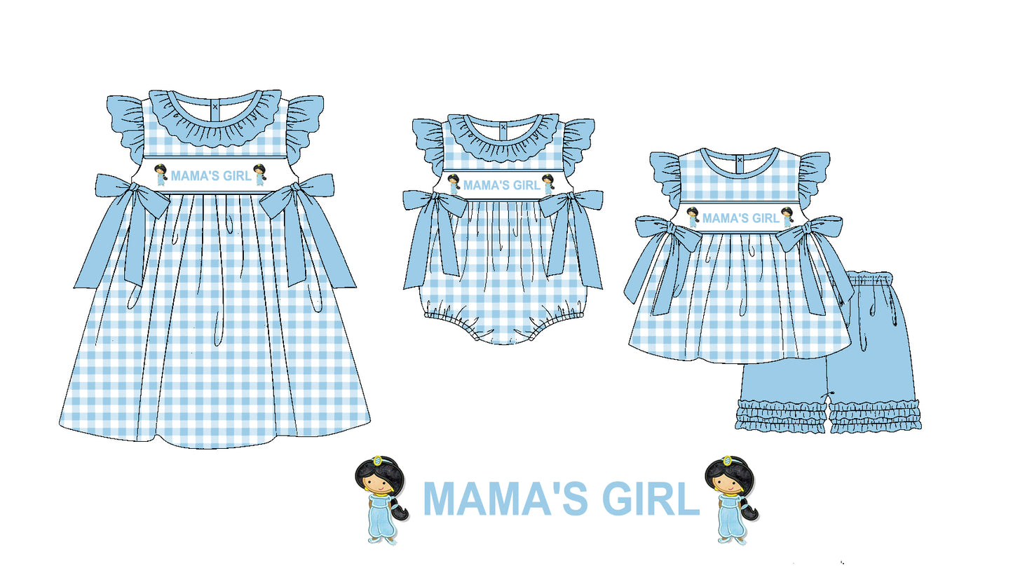 Preorder(moq 5 each)Sibling Baby Girls Mama's Girl Princess 2 Bows Romper Dress Shorts Sets