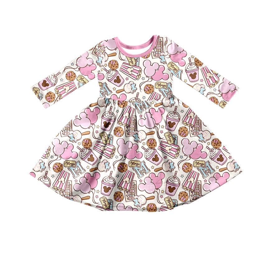 Baby Girls Cartoon Mouse Pink Knee Length Dresses preorder(MOQ 5)