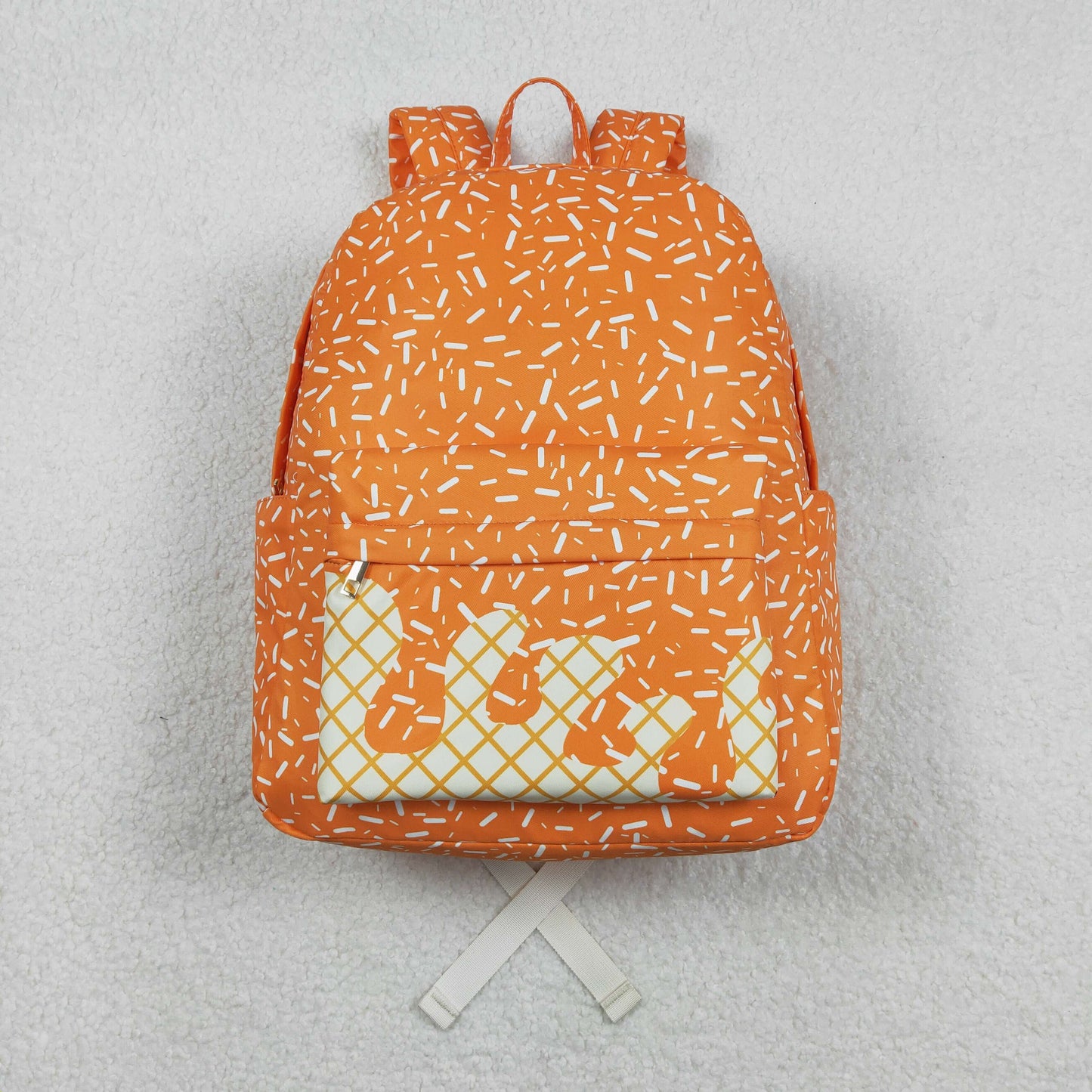 Baby Kids Orange Drip Sprinkles Team Zipper School Back Bags